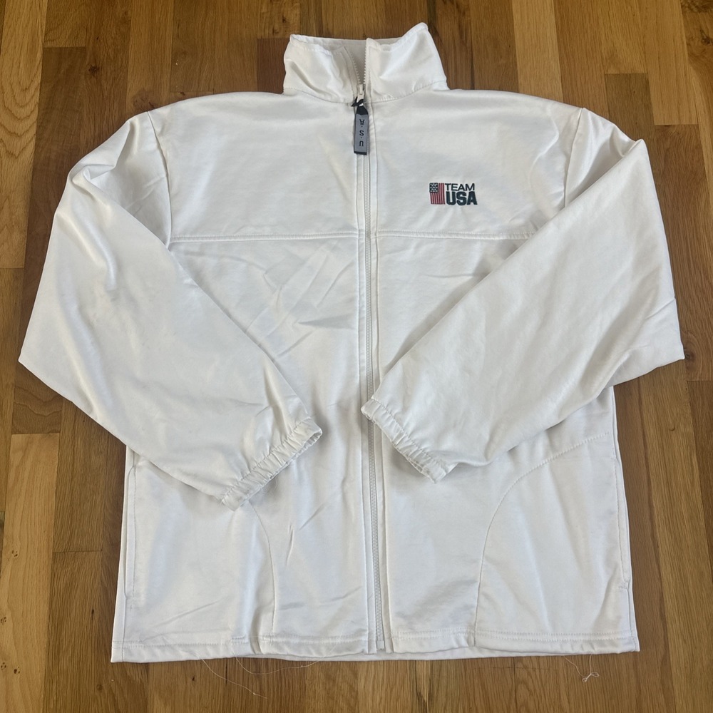 United States‎ Olympic Committee Jacket Team USA White 2-Pocket Zip Front Sz XL